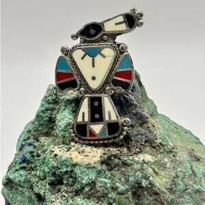 Vintage Native American Zuni Thunderbird Bolo Pendant (2Clips)